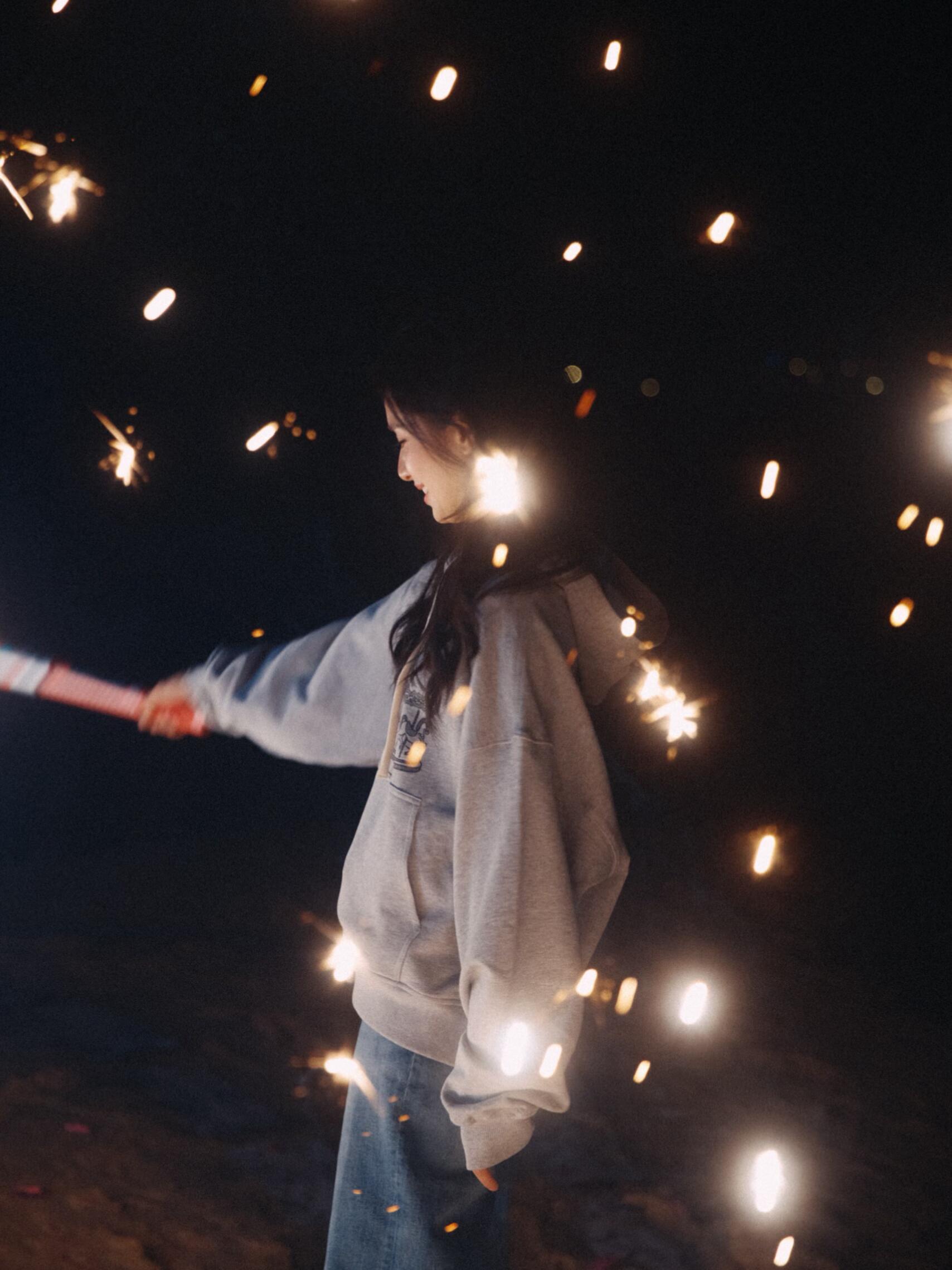 摄影师分享的张婧仪烟花照🎆张婧仪放烟花plog张婧仪