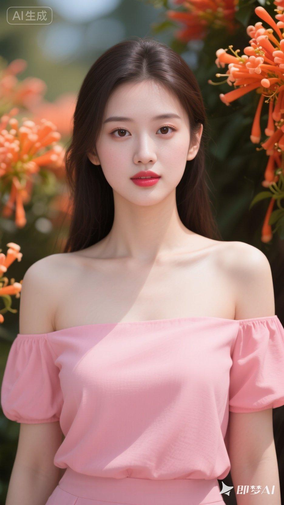 粉嫩少女，花海中的梦幻仙女🌸💖