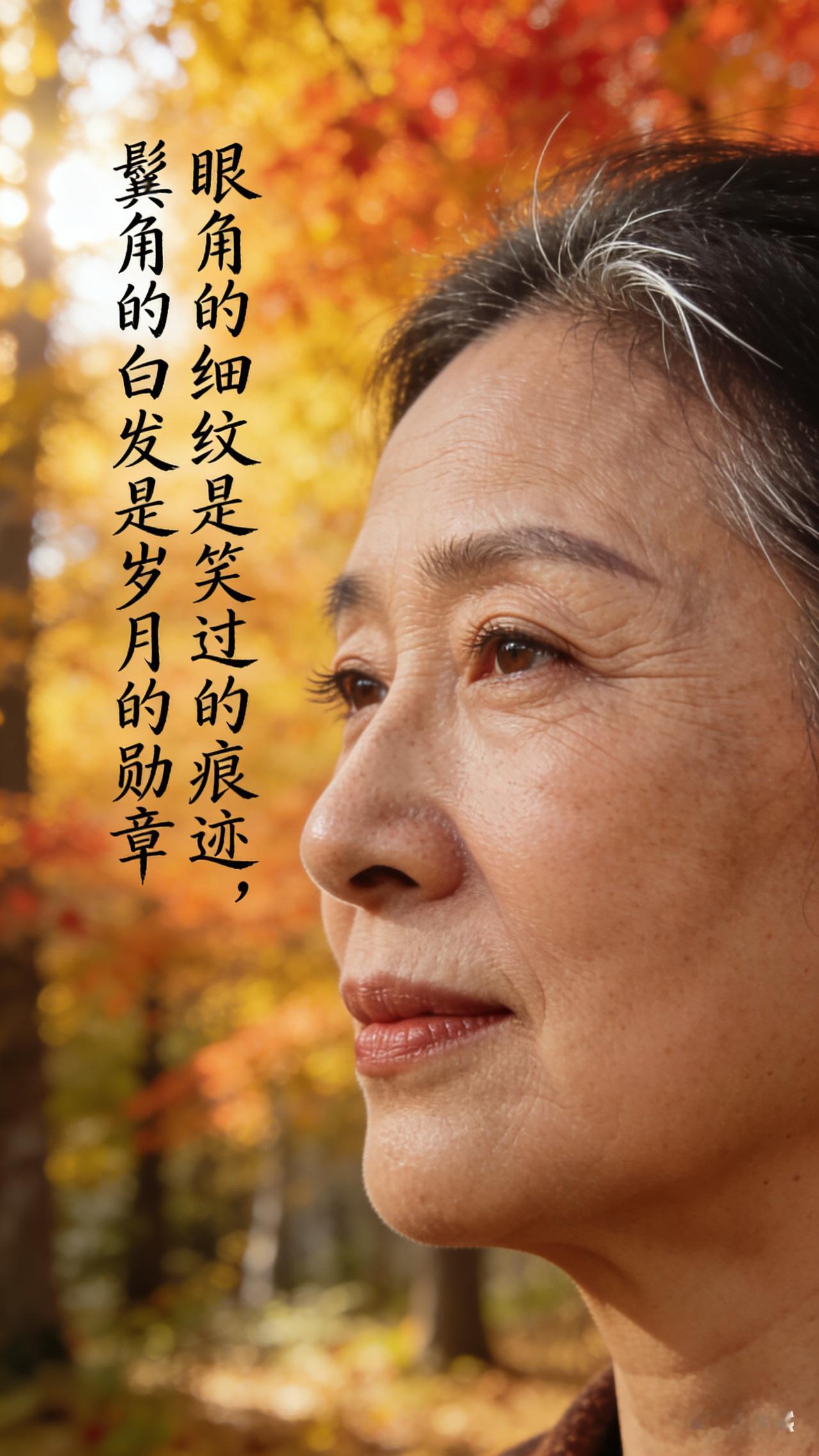 眼角的细纹是笑过的痕迹，鬓角的白发是岁月的勋章。我们不必对抗时光，只需在每一个年