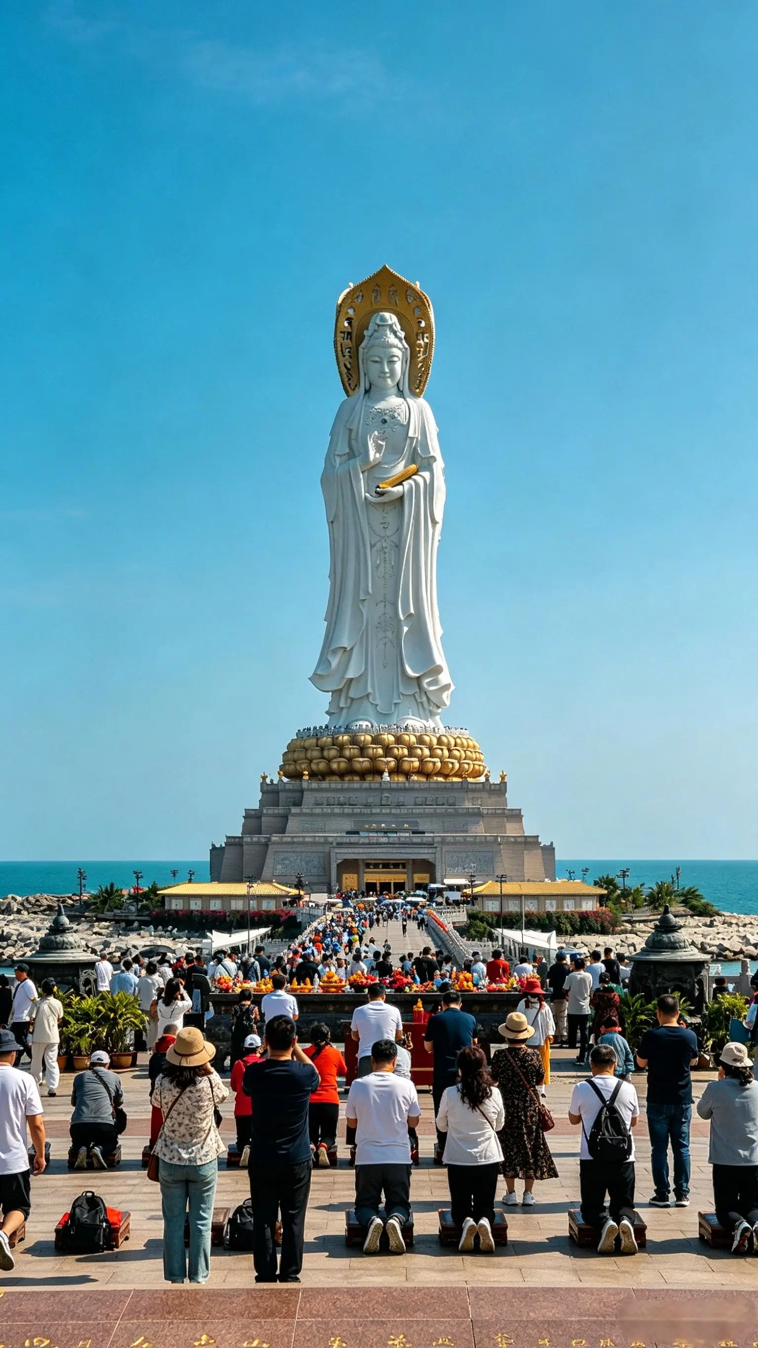 站在南海观音脚下，才懂心静自有力量。看着往来祈福的人，皆是心怀期许，愿...