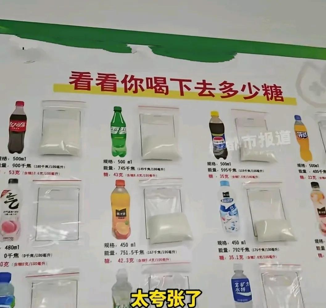 这个表做的挺好的

大家看看喝一瓶饮料相当于吃了多少糖

这样一对比，估计家长就