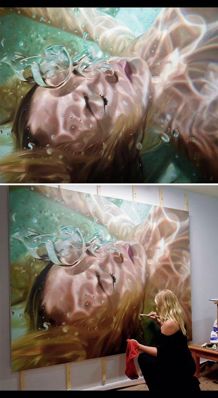🎨画布是深海，油彩是月光🌙。笔触凿开现实裂缝，让灵魂在光影里浮沉✨。
