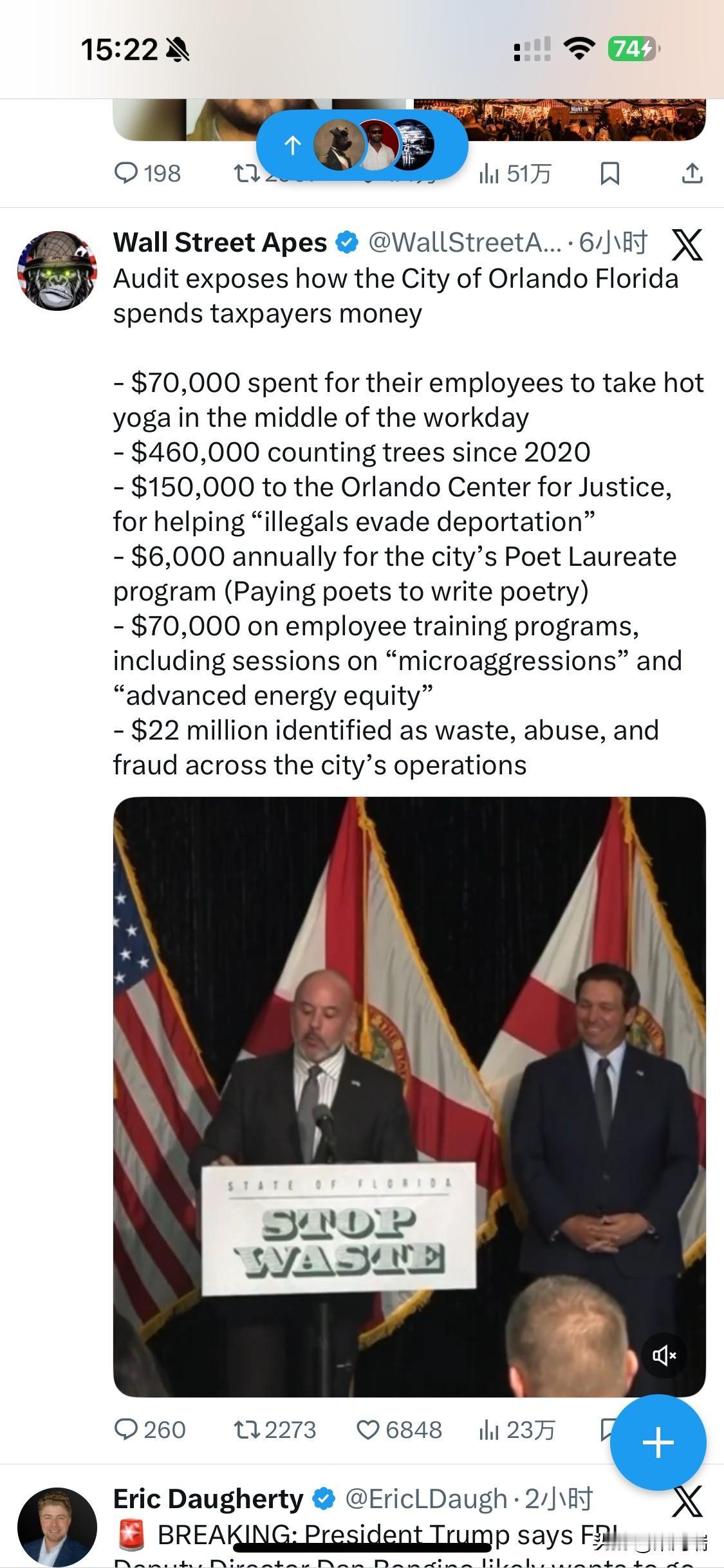 佛罗里达州首席财务官 (CFO) Blaise Ingoglia 主持的新闻发布