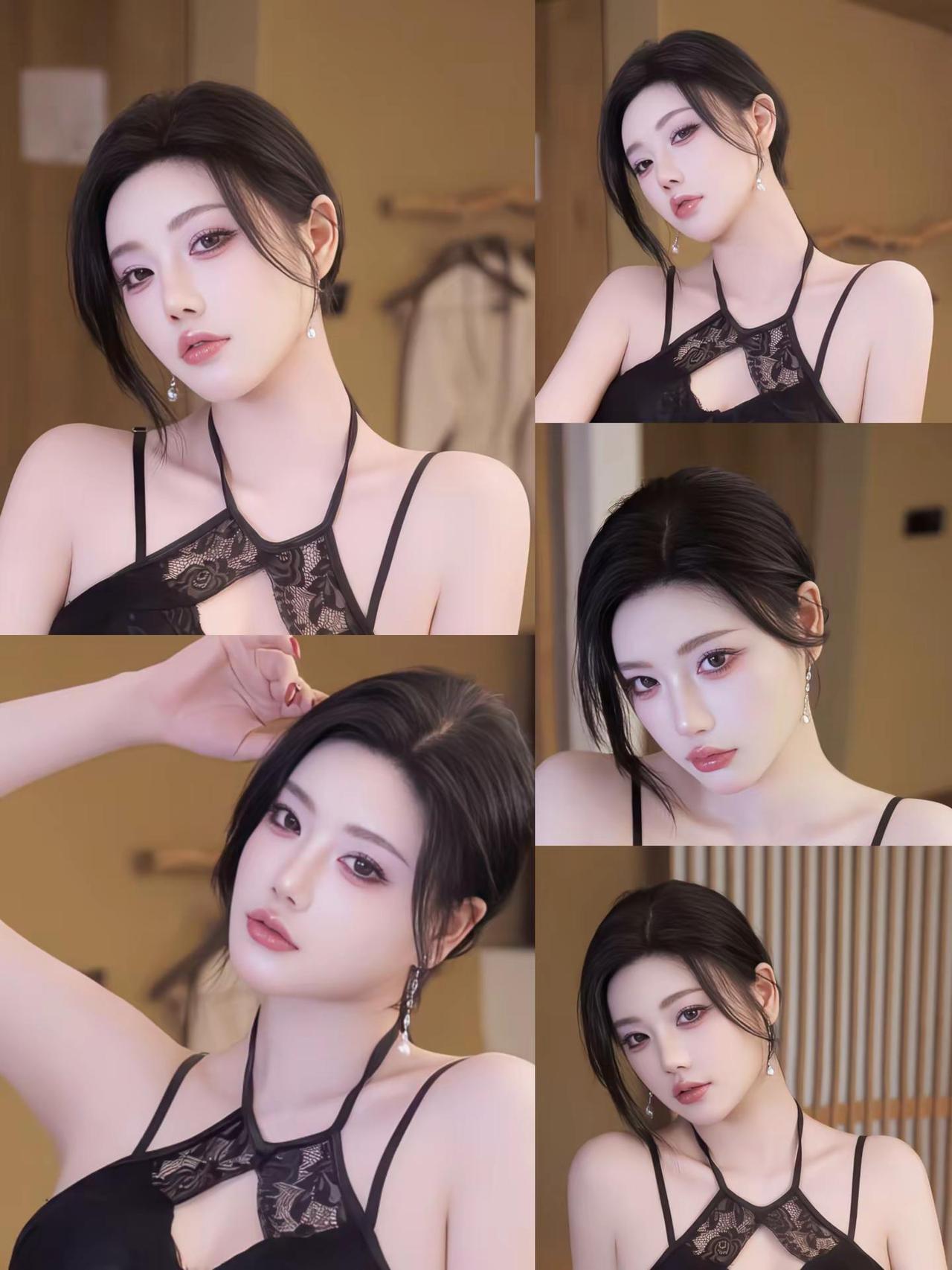 纯欲天花板 女生写真高级感 御姐模特 黑色蕾丝女神