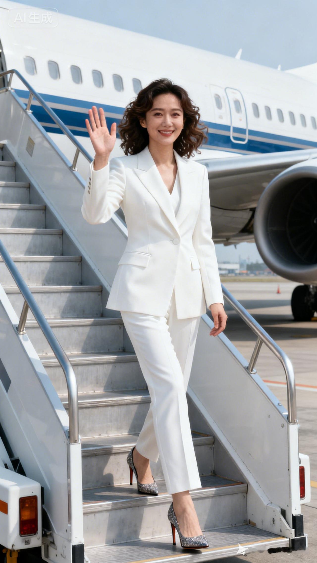 优雅出街，白色西装套装搭配高跟鞋，自信满满！