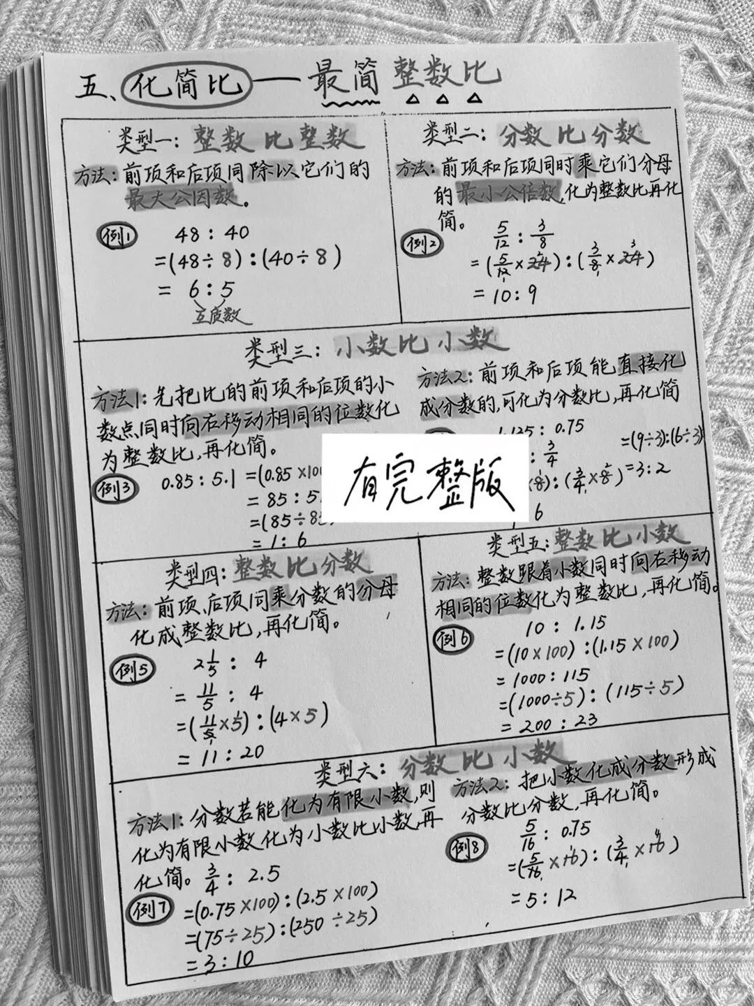 六上数学比（一）知识剖析+典型题型