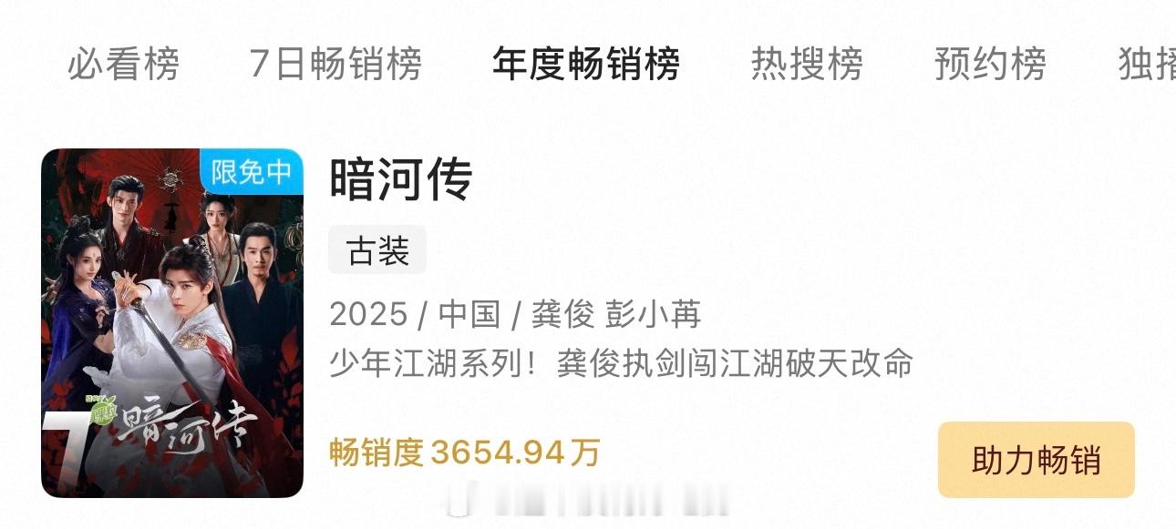 龚俊暗河传👖拉新年榜第7了🎉 