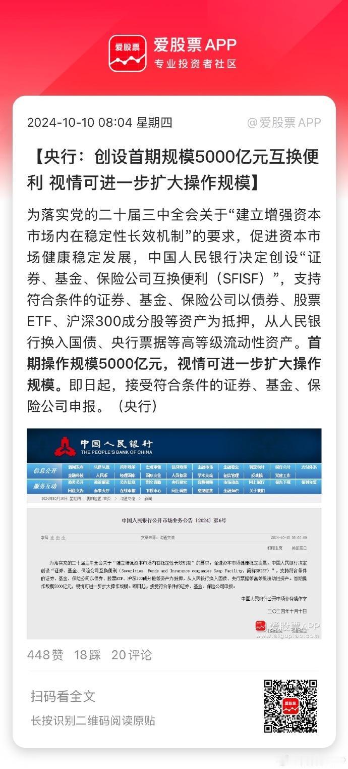 大跌一天，央妈的5000亿来了！最重要的是是，会视情况扩大规模。说明可能还有2个