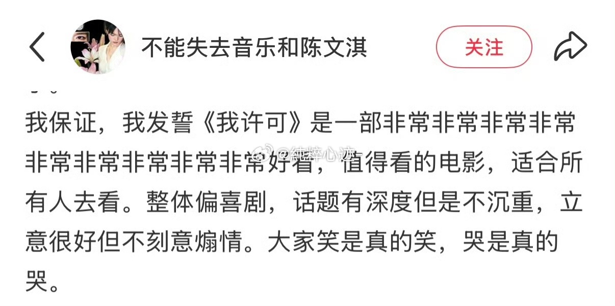 文淇我许可点映口碑 点映口碑炸了！文淇演技细腻共情，影片真实有态度，笑点泪点齐飞