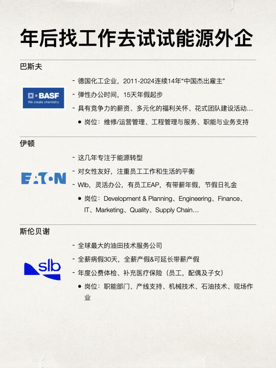 年后找工作，真心建议的大家去能源外企