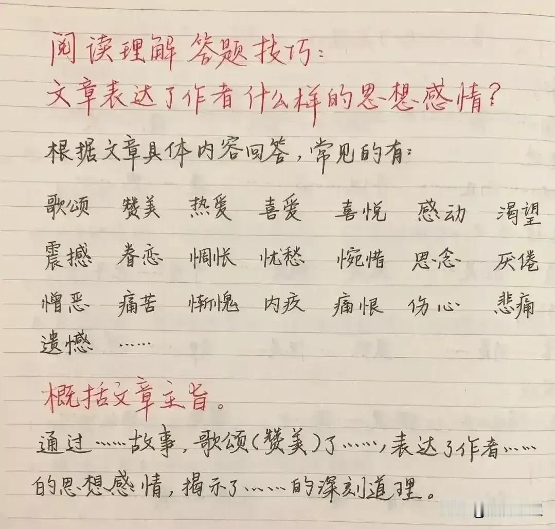 据说，这是一位中考状元，为了辅导家里弟弟，熬夜手写一套阅读理解答题公式，什么人物