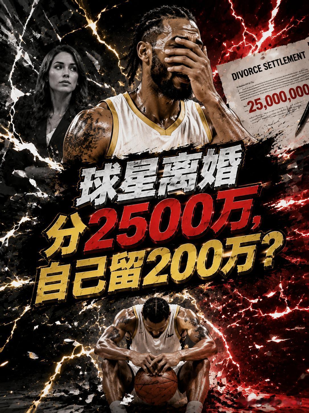 这就是前NBA球员离婚的代价吗？两人合计约 2700万美元资产里，前妻拿走250