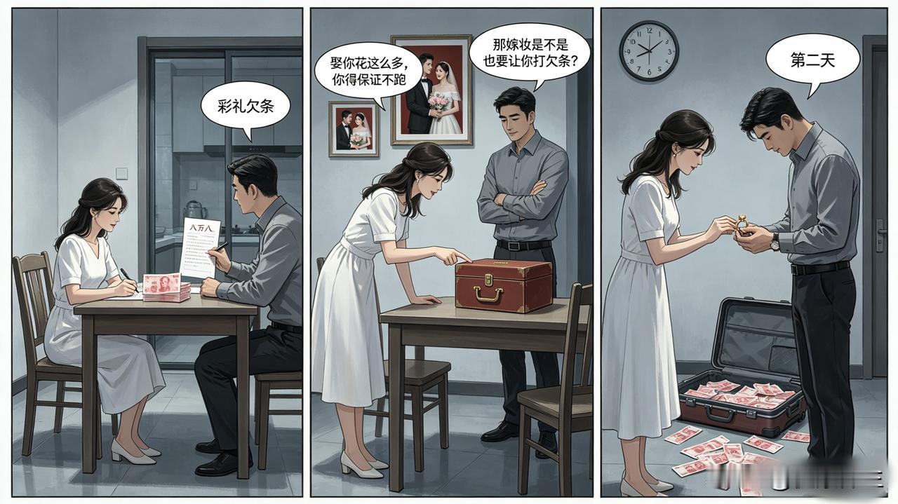 彩礼要了八万八，男友让我写欠条

他家条件不差，但他说“娶你花这么多，你得保证不