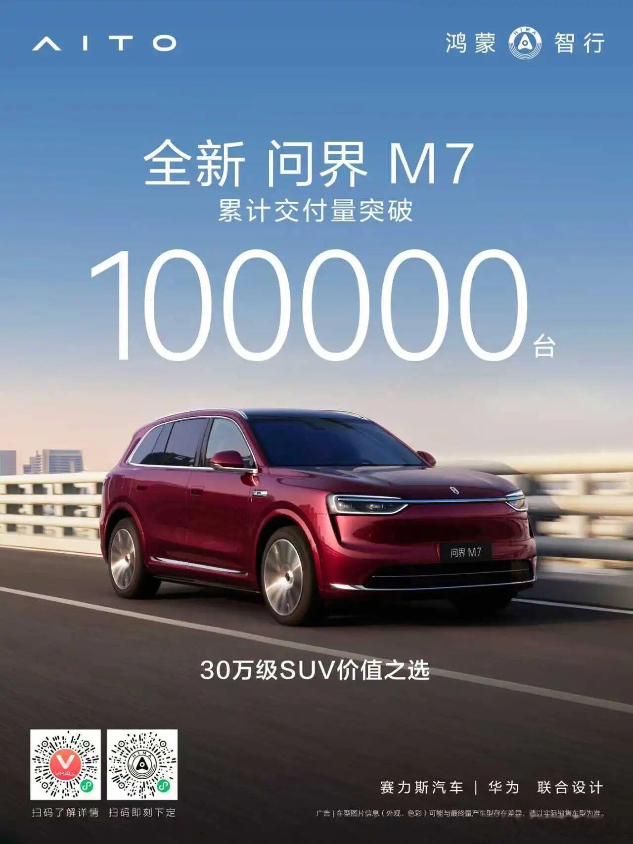 全新问界M7 累计交付量突破10万台，以卓越的智慧出行体验，持续定义30万级SU