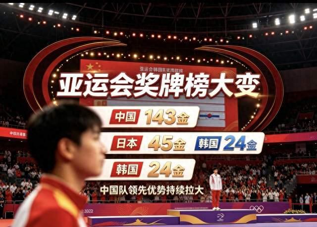 亚运奖牌榜风云突变，日韩全力追赶，中国健儿多点开花稳守榜首