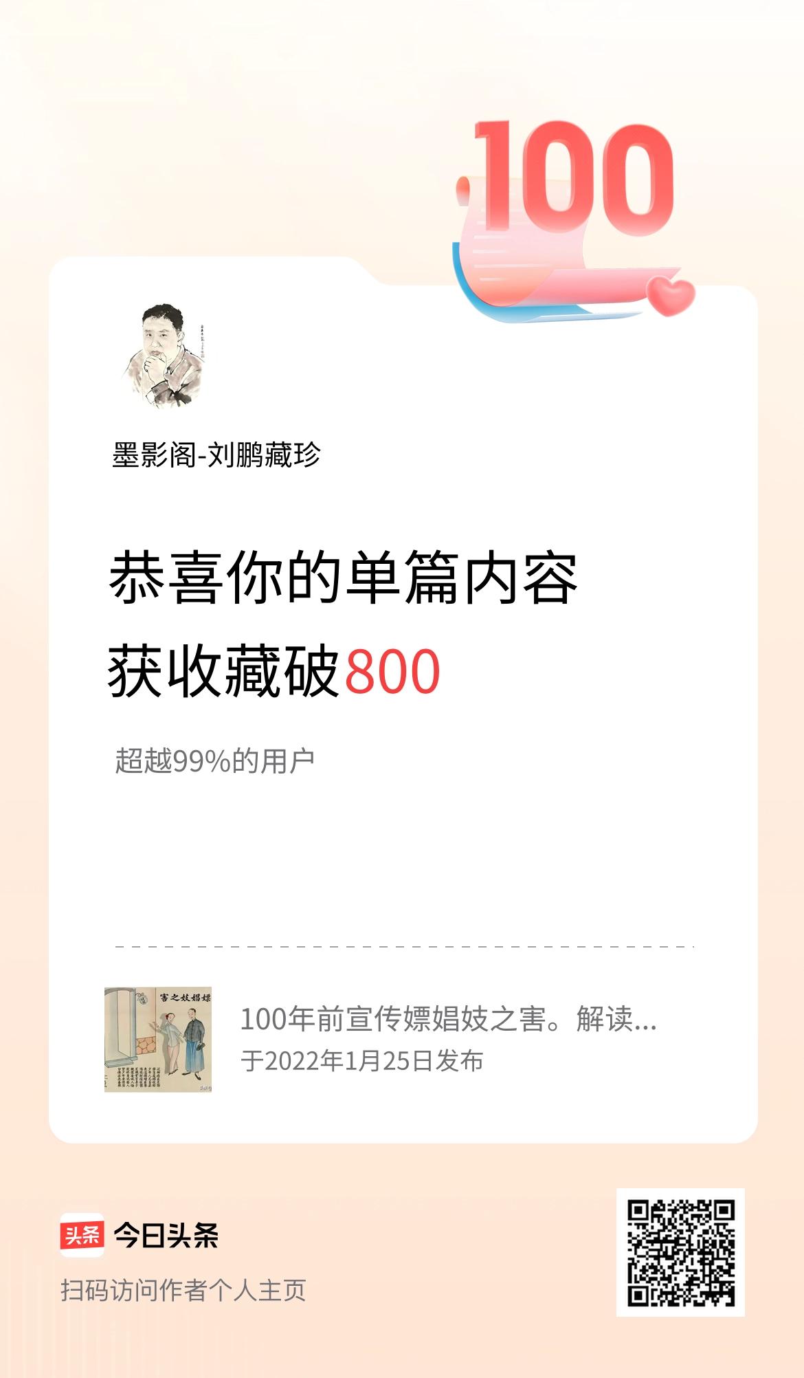单篇内容获收藏量破800啦！