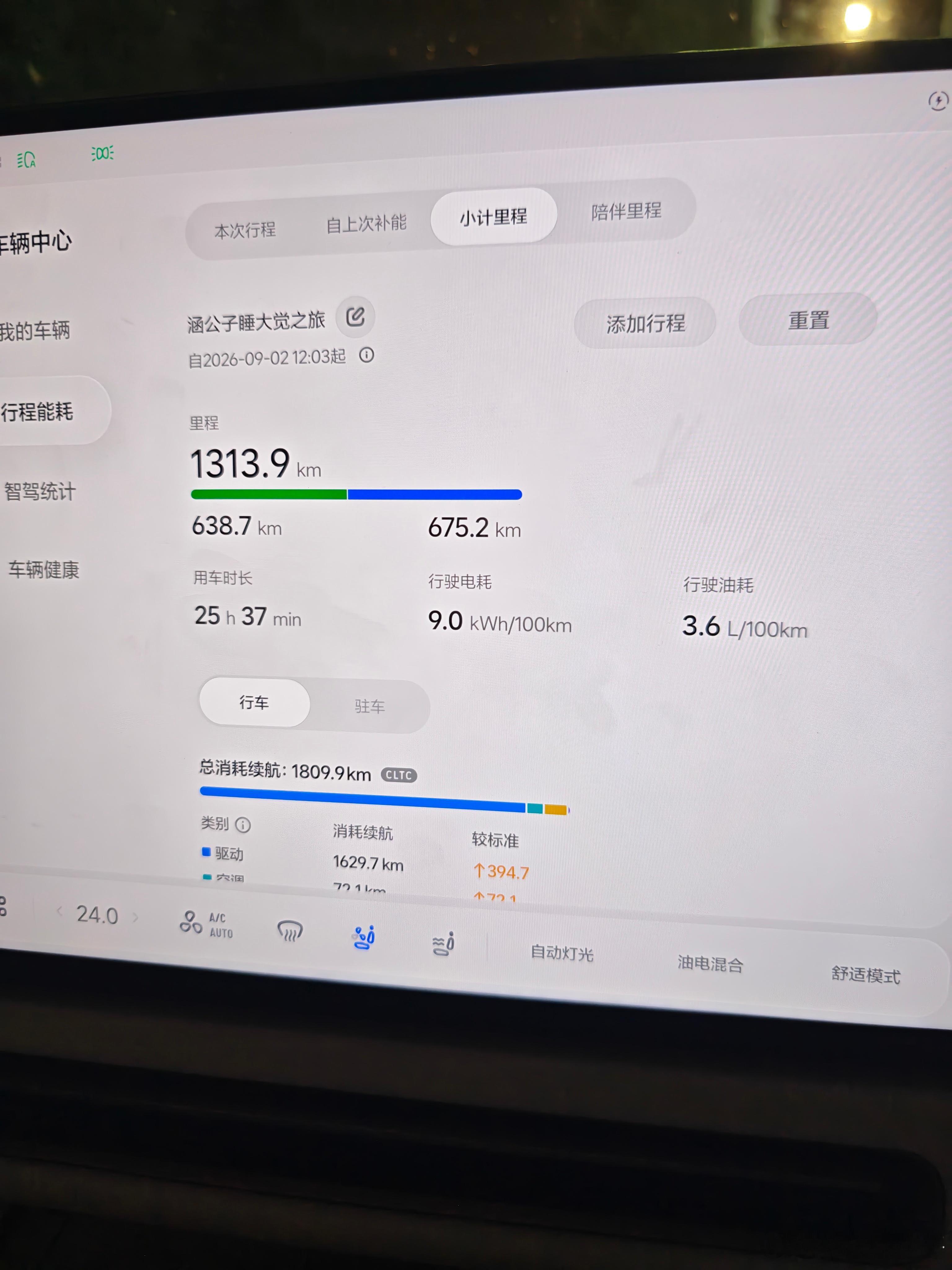 全新理想L6 Ultra，北京太原往返1313.9km，油混高速+城区纯电，纯电