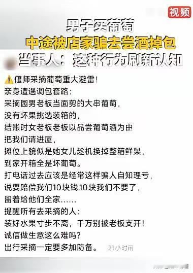 摘葡萄被邀品酒，结果葡萄全被调包！河南洛阳，家住登封的毛先生驱车30多公里、耗时