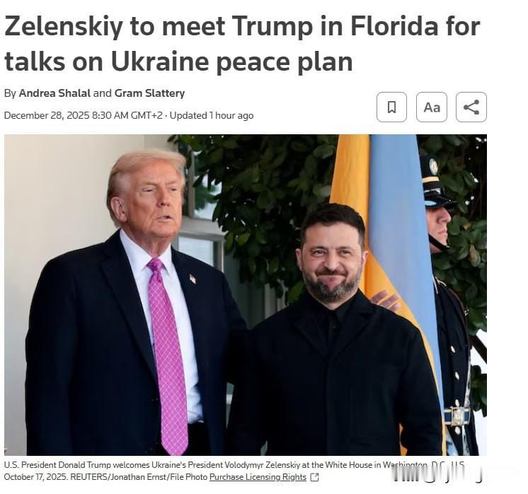 🇺🇦🇺🇸路透社报道，泽连斯基和特朗普今天将讨论包括和平计划、顿巴斯局势以