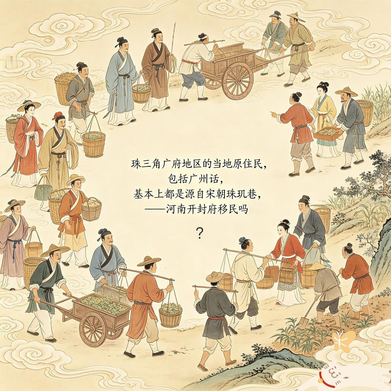 珠三角广府地区原住民(广府人)和语言(广州话)，基本上都是南宋时期，通过珠玑巷这