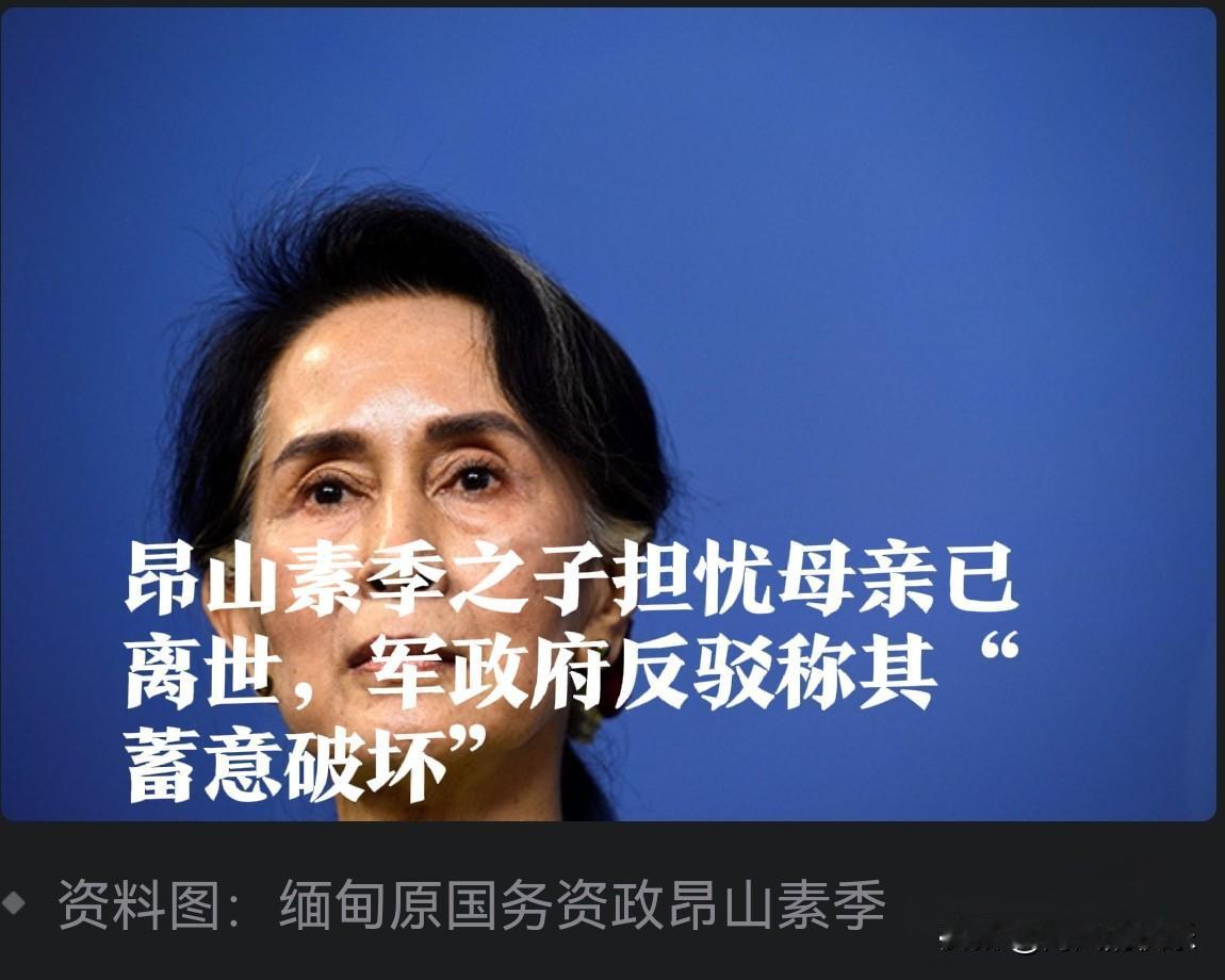 昂山素季之子担忧母亲已离世，军政府反驳称其“蓄意破坏”

   据外媒路透社报道