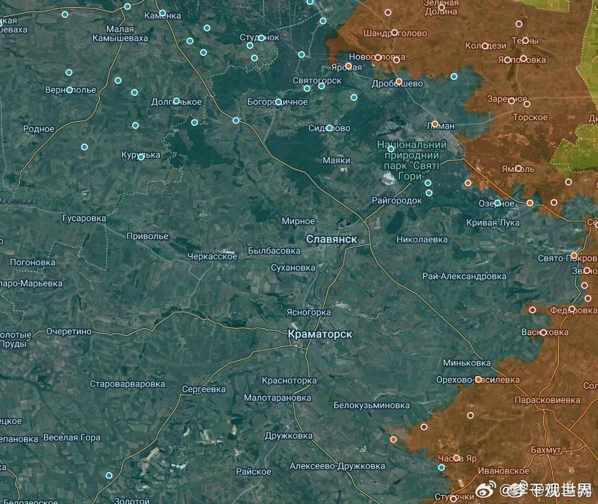 俄乌局势新进展 为继续对克拉马托尔斯克/斯拉维扬斯克地区保持火力压制，俄军正从南