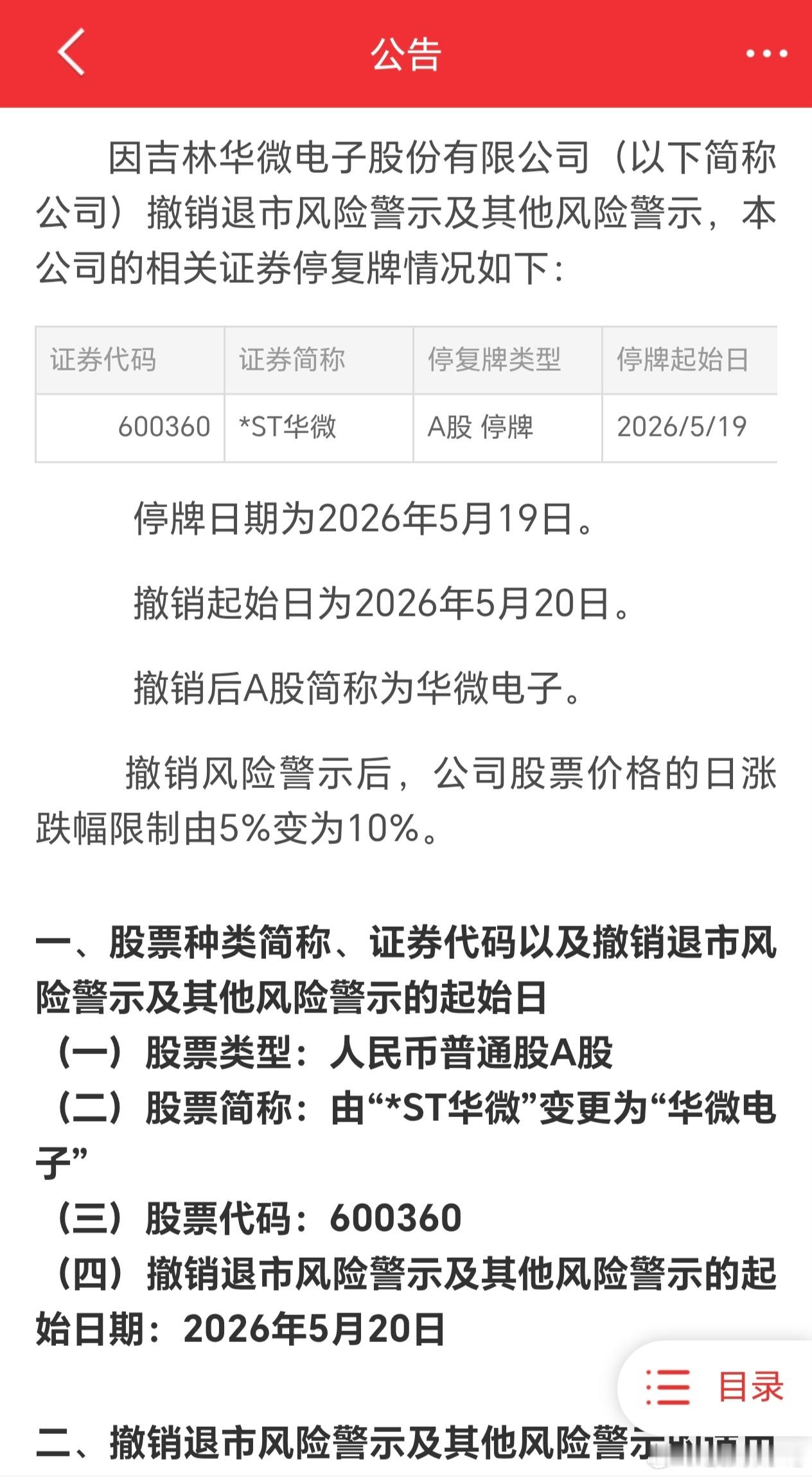 【突发利好！ST华微成功“摘帽”，后天复牌涨跌幅放宽至10%！】今天盘后最大的惊