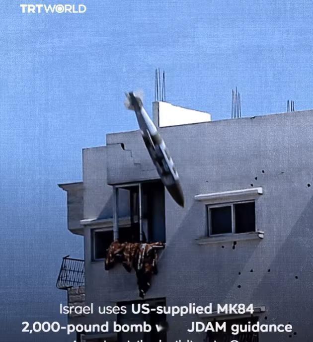 媒体消息：以色列使用美国提供的大规模杀伤性武器——MK84 2000磅炸弹，该炸