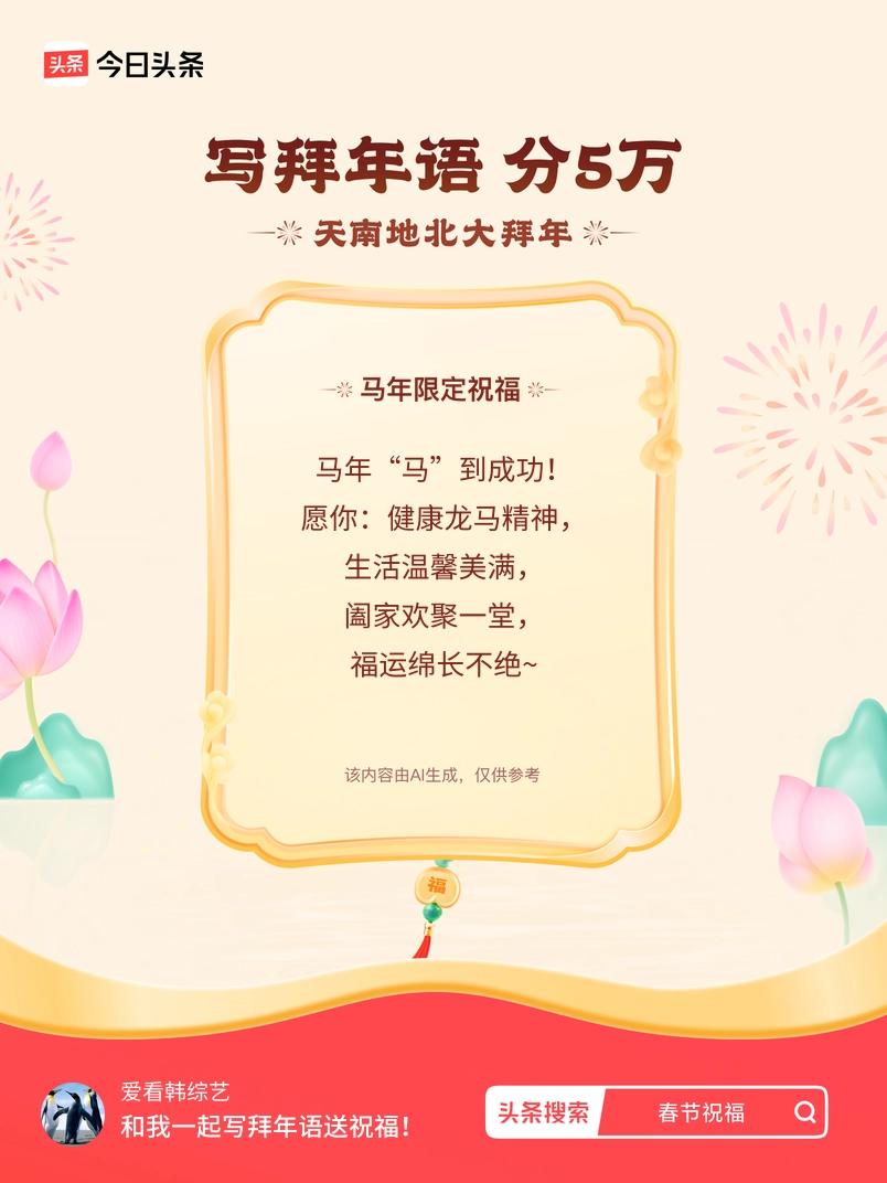 写拜年语送祝福新春拜年送祝福！我的祝福是：“马年“马”到成功！愿你：健康龙马精神