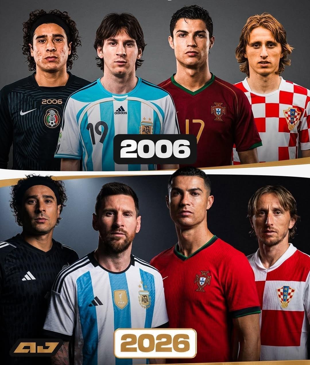 梅西国家队200场来了¹ 从2006年2026年还在世界杯上的只有4个球员！这里