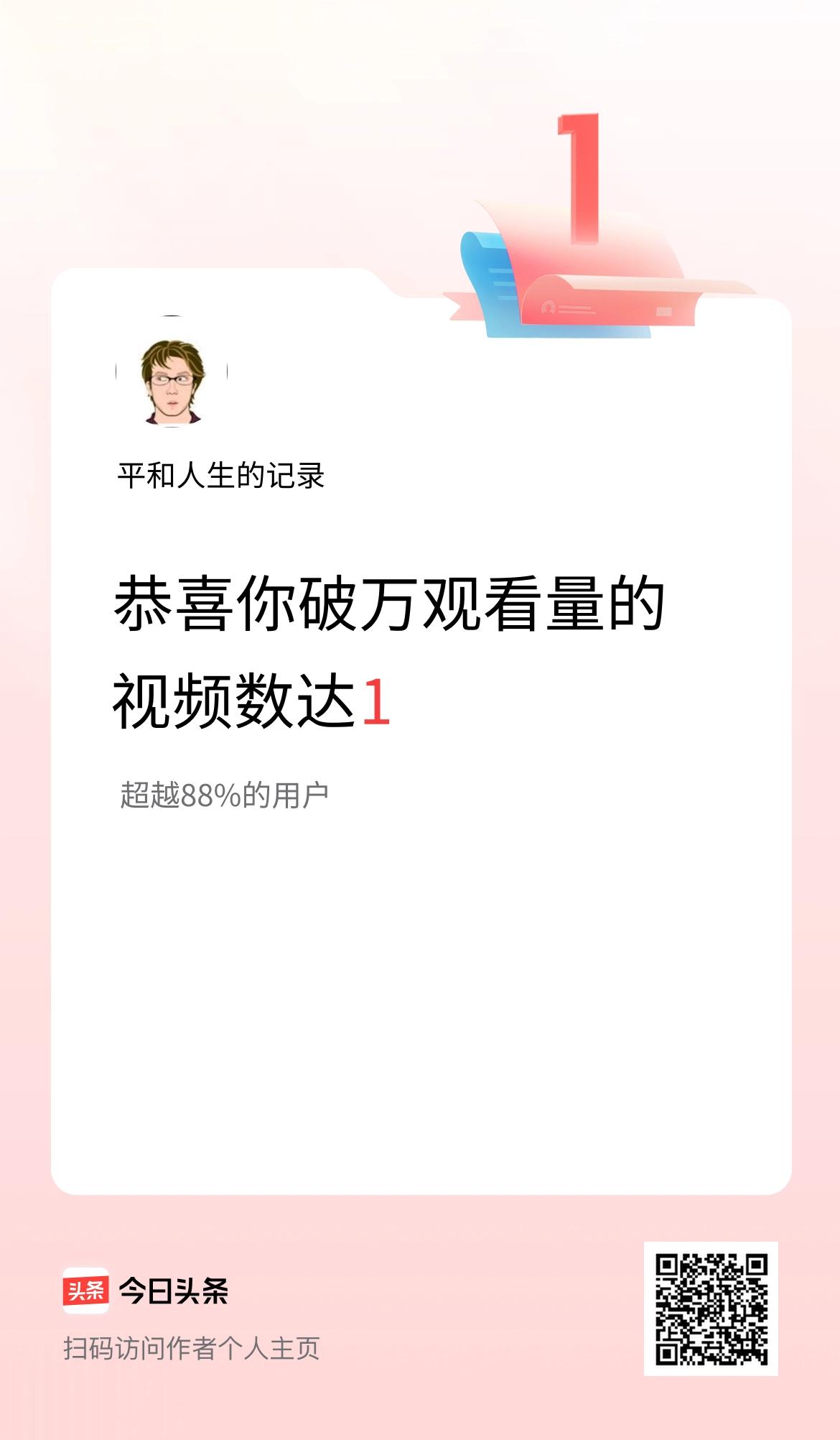 我在头条有1条视频播放量破万了！
