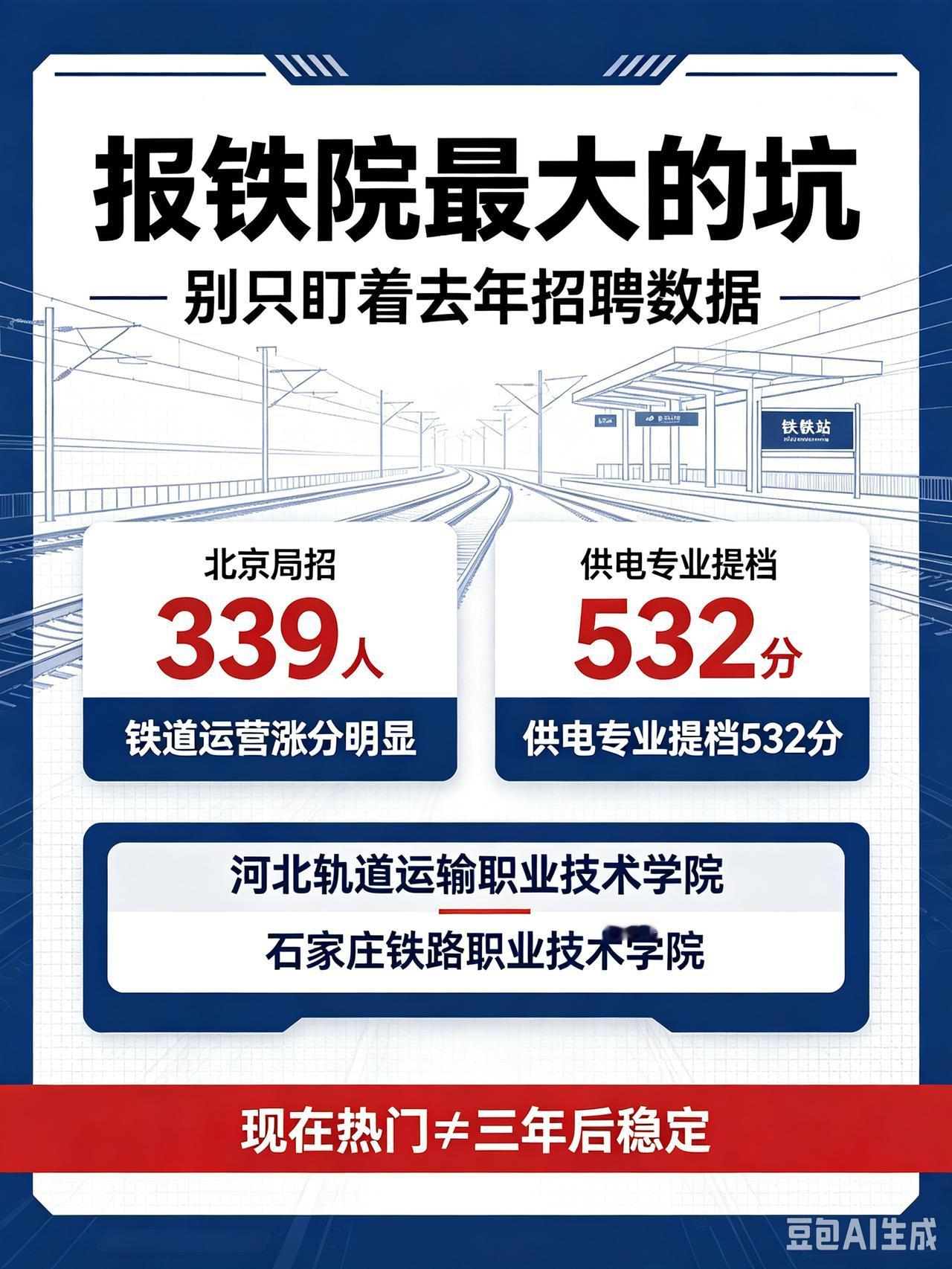 报铁路院校别再踩大坑！跟风去年招聘数据，今年分数直接被炒高
 
很多家长和考生填