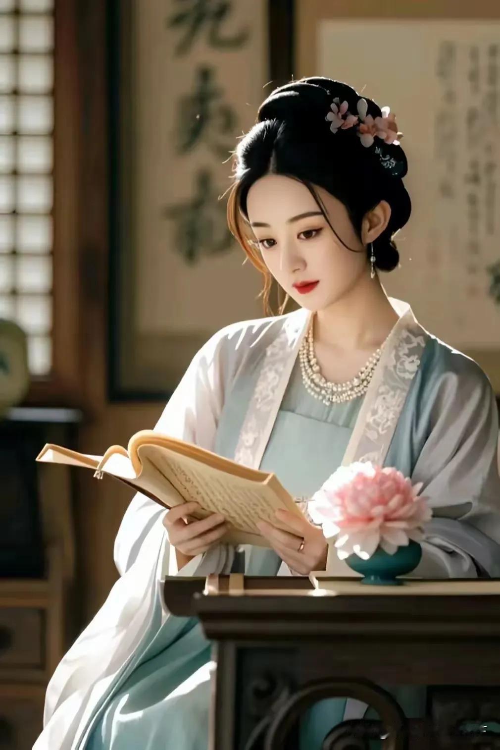 《诗情画意》
凭窗欲借几丝光，
细品书中古韵香。
一味诗情心底起，
多幅画意眼中