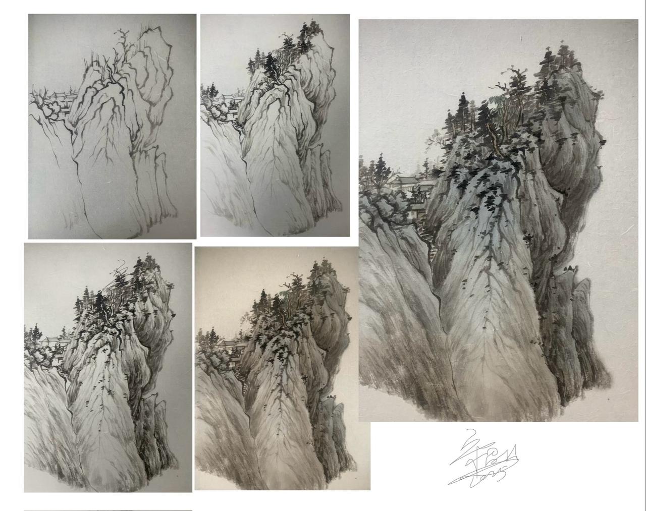 国画山石步骤图水墨艺术 🎨。中国画山水