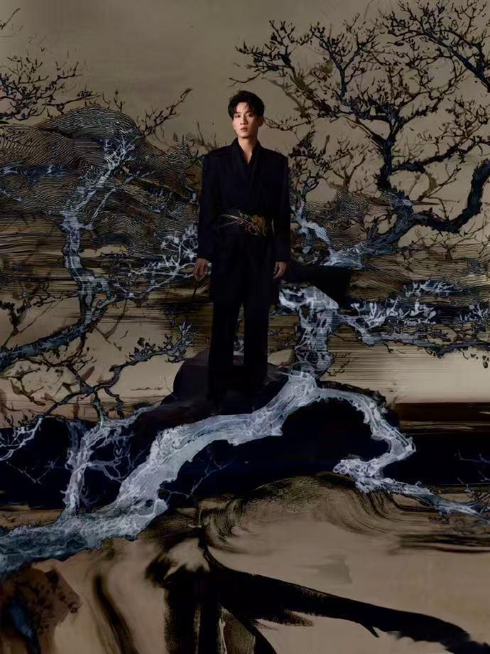 王子奇更适合中国体质的周正脸 王子奇出道八周年，水墨新中式造型超飒，周正脸搭国风