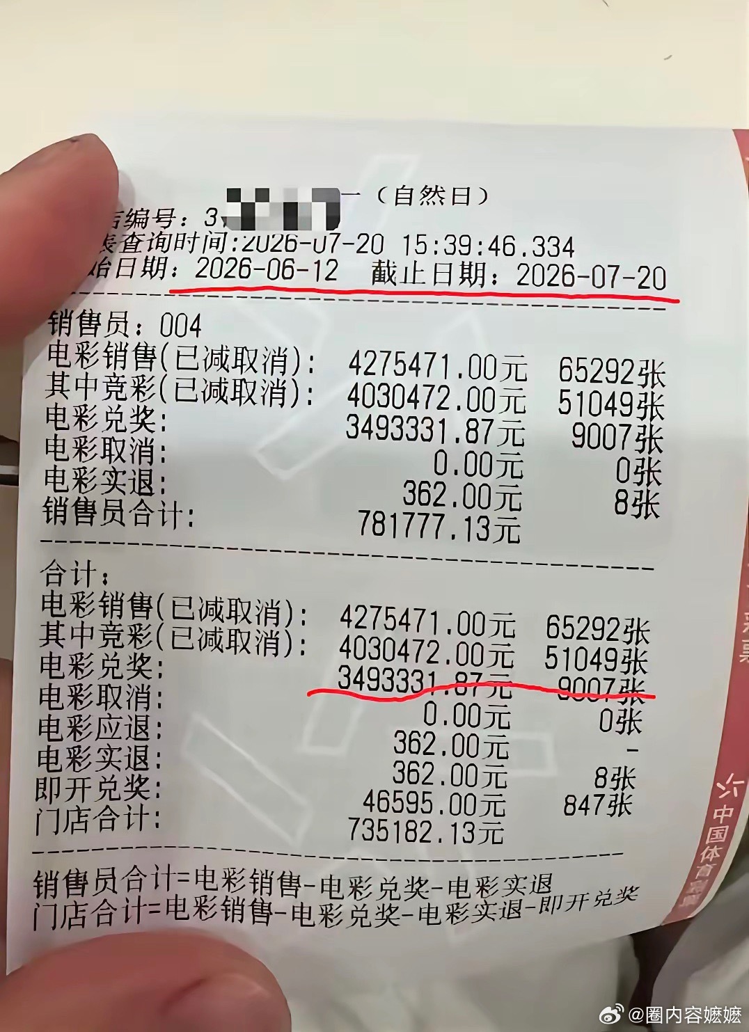 体彩店老板晒出了世界杯期间整整四十天的销售额，这个水平，应该超过90%的体彩店了
