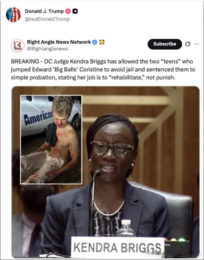 【黄金时代】川普发帖，关切华盛顿地区DEI法官，判定殴打效率部大球球的两名未成年
