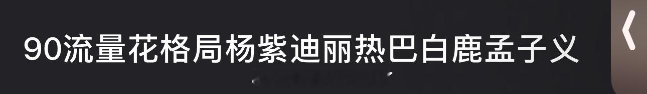 内娱90流量花格局盘点🈶，大家认同吗？杨紫 迪丽热巴 白鹿 孟子义 