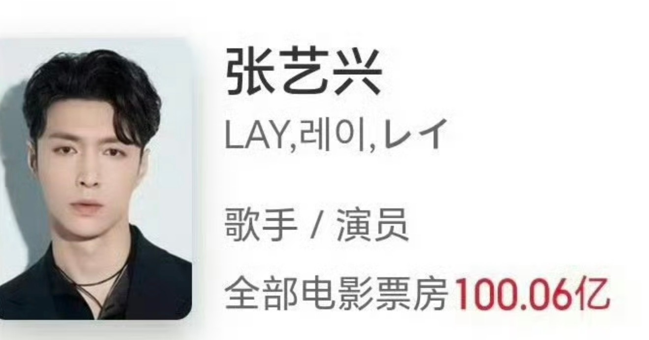 张艺兴主演电影票房破100亿了