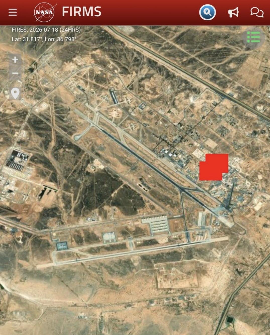约旦境内的美军穆瓦法克·萨尔蒂空军基地遭到伊朗导弹打击后，
发生大规模火灾，起火