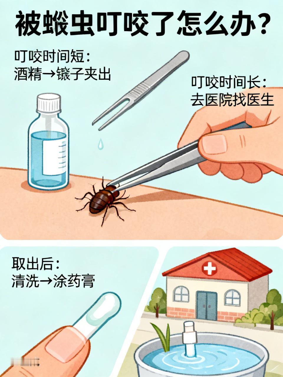 被蜱虫叮咬了，哪种办法最有效？可别乱来。要是叮咬时间短、蜱虫还没完全附着，先用酒