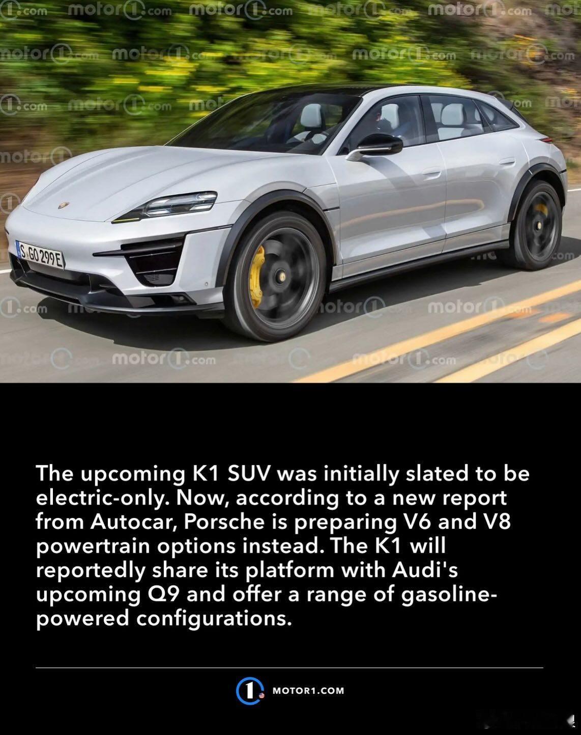 即将到来的保时捷“K1”SUV，和奥迪Q9同平台，有V6和V8，这两幅引擎都老演