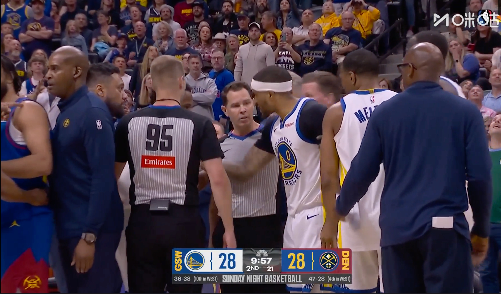 #掘金勇士冲突# 两边差点打起来。。 