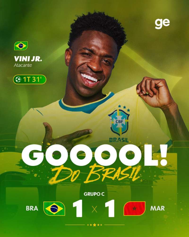 neymar 半场巴西vs摩洛哥1比1战平维尼修斯进球巴西vs摩洛哥内马尔