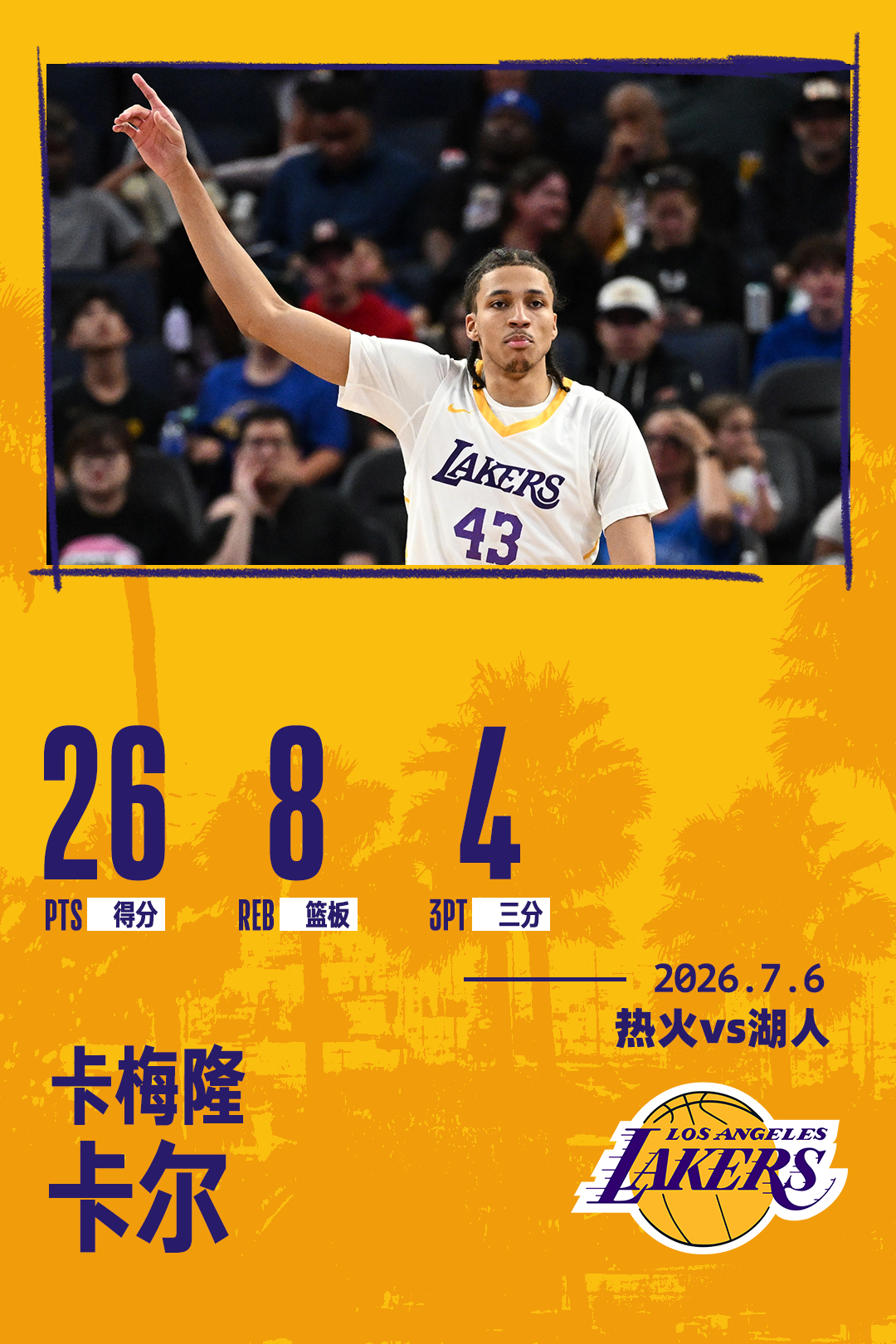 「卡梅隆·卡尔夏联🆚热火数据」我们的24号秀继续保持高效输出！夏联第二战对阵热