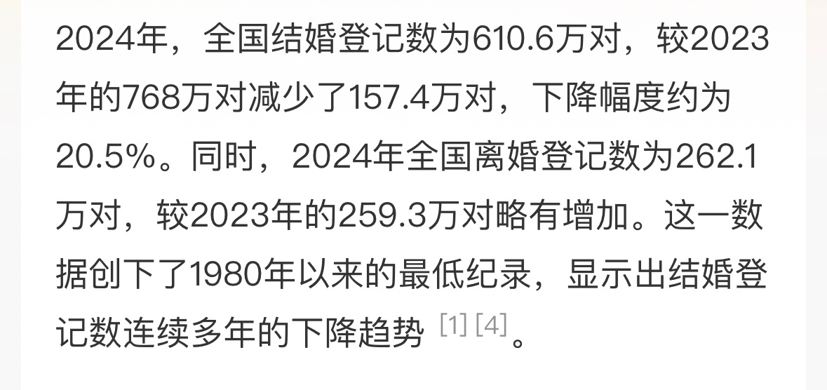 2024年全国结婚登记610.6万对 为啥大家都不愿意结婚了呢[吃瓜] 