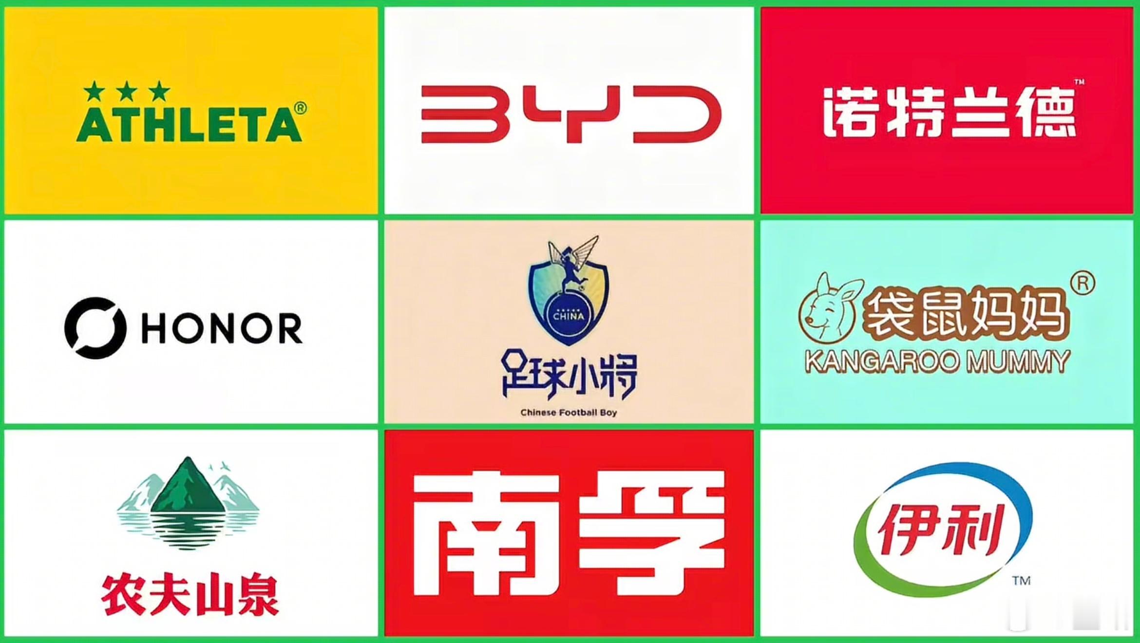 中国足球小将 战略合作伙伴九宫格。 