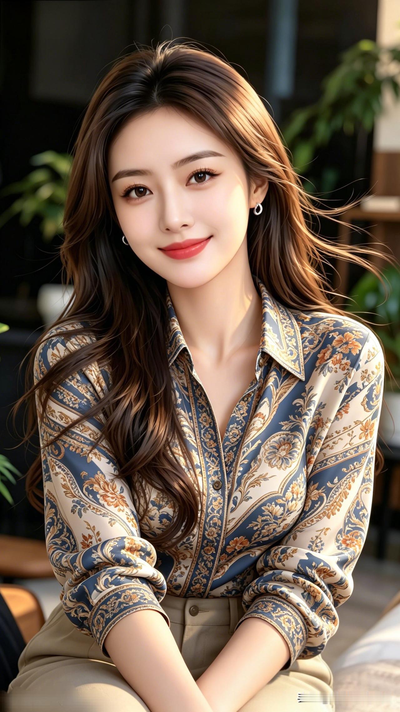 穿搭的精致感是什么? 温柔甜美的少女，印花衬衫搭配高腰裤，清新自然，气质满分！