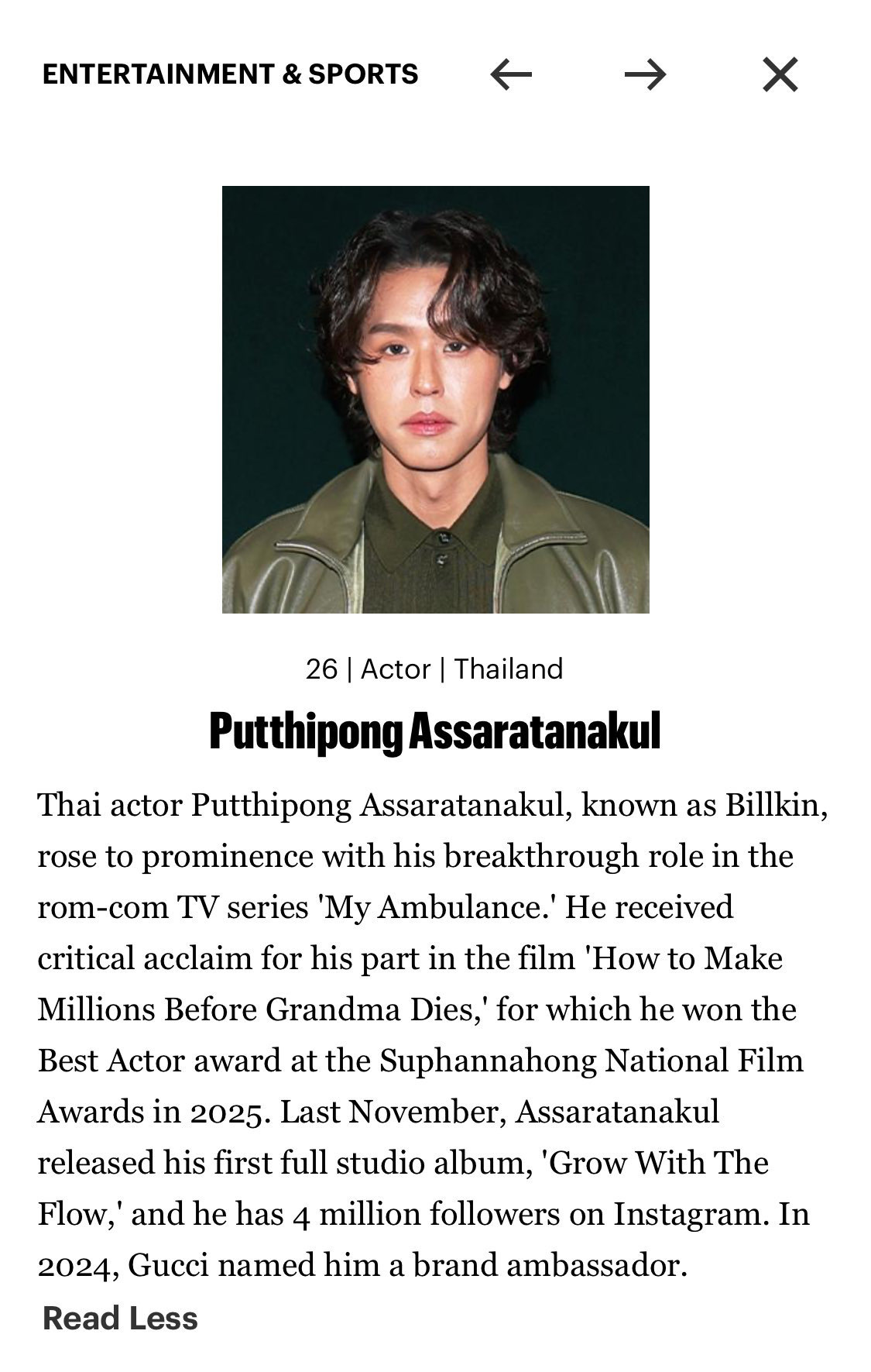 哇塞！！Billkin进了今年的2026 Forbes 30 UNDER 30 