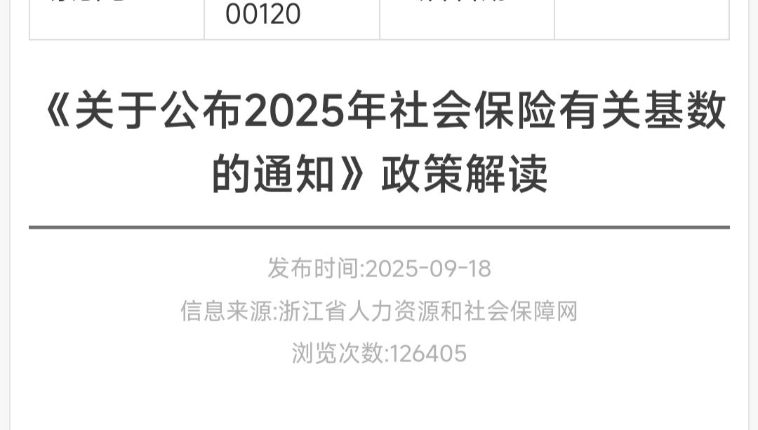 目前浙江省2025年养老金计发基数已公布，将会开始养老金重算补发。
根据浙江省人